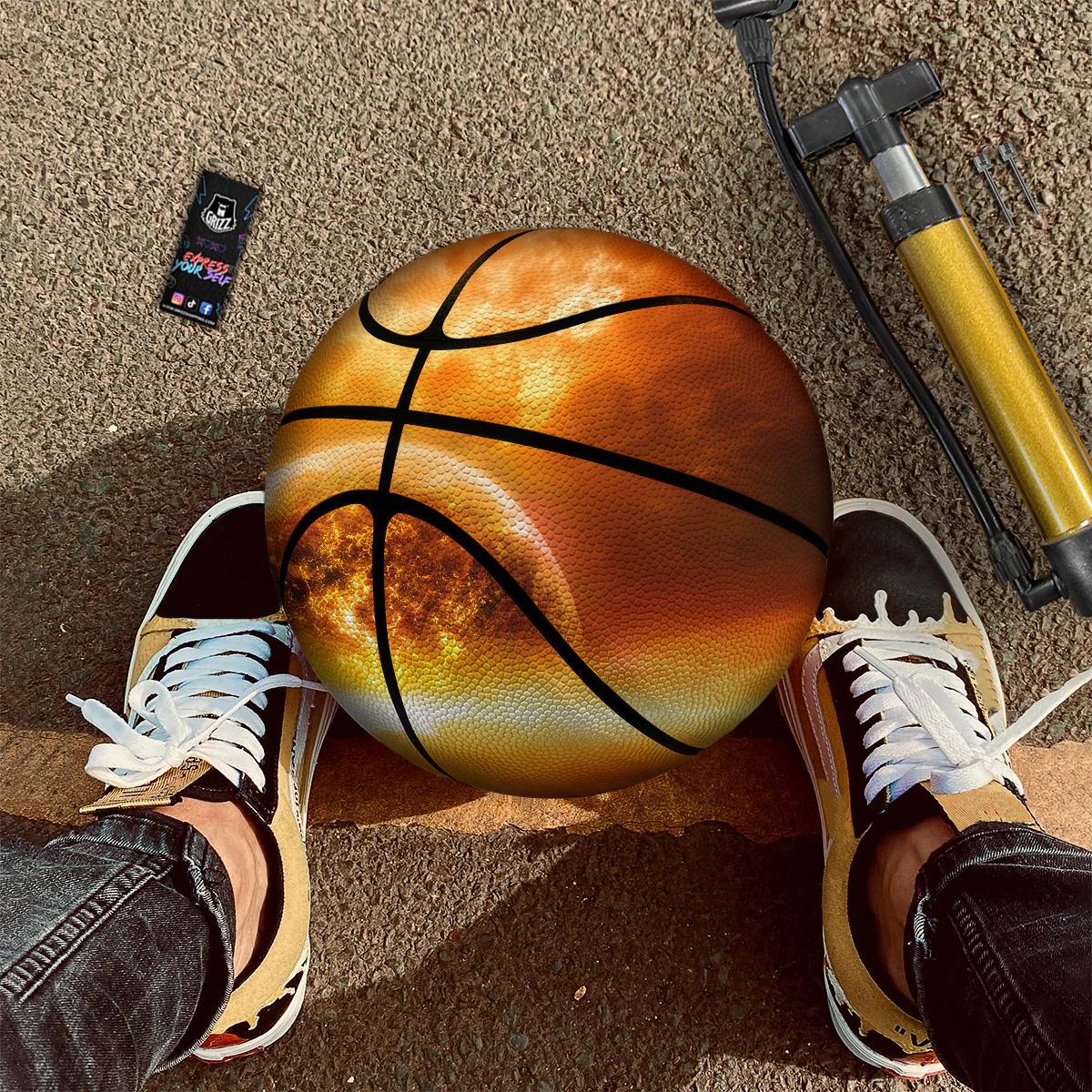Burning Apocalyptic Planet Earth Print Basketball - Image 2