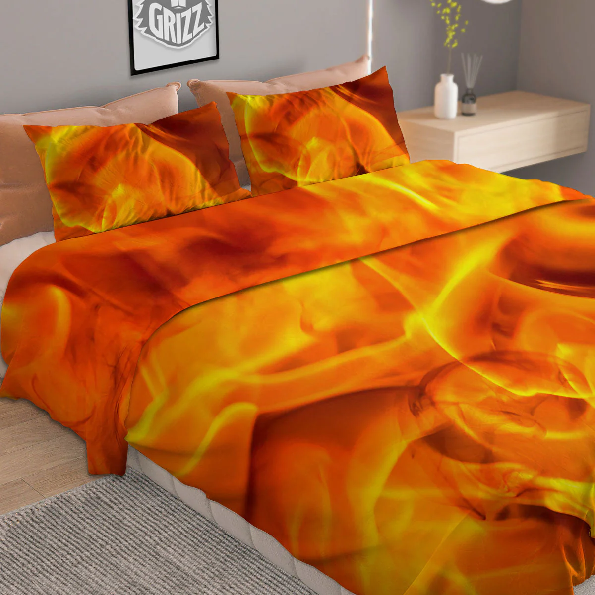 Burning Fire Flame Print Duvet Cover Bedding Set - Image 2