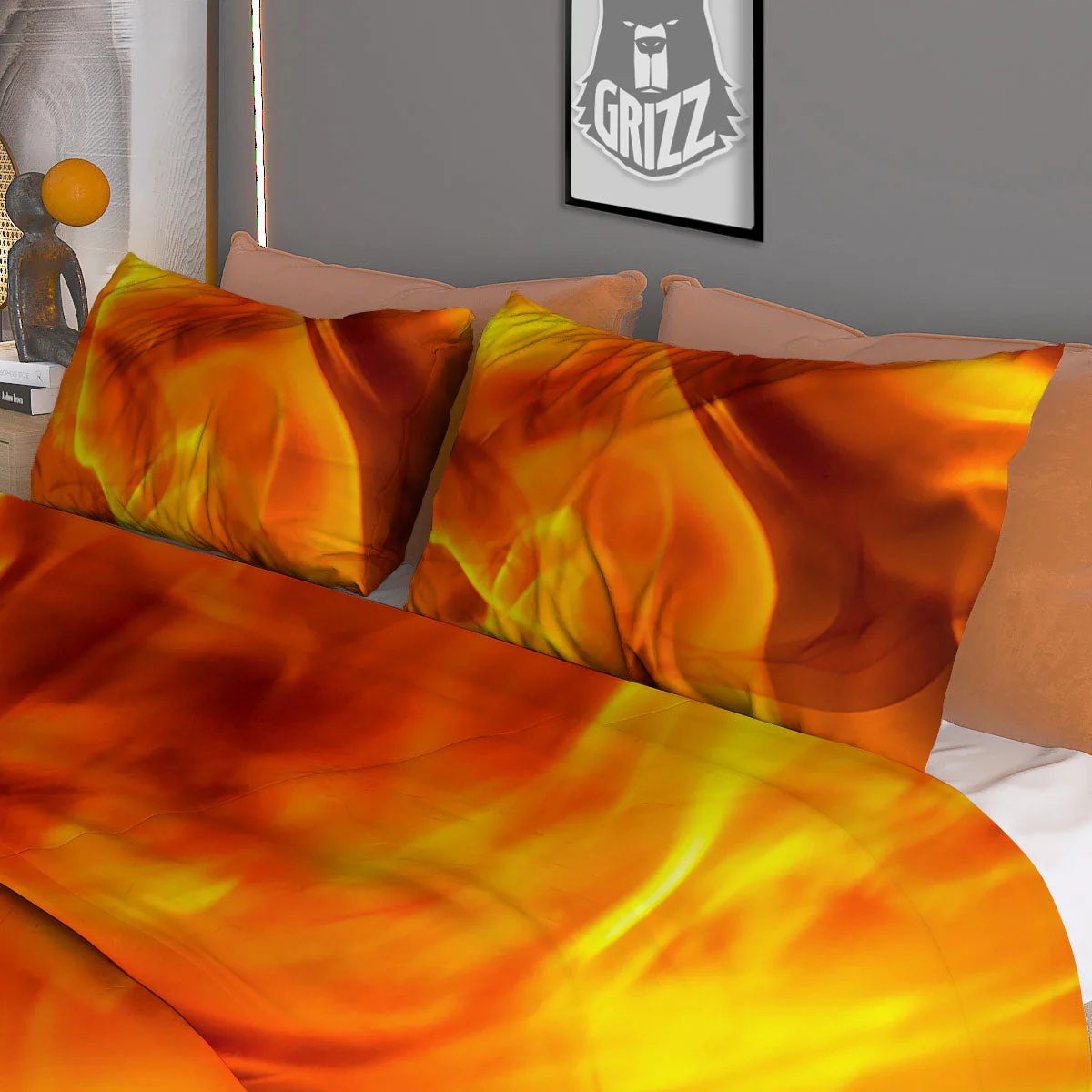Burning Fire Flame Print Duvet Cover Bedding Set - Image 3