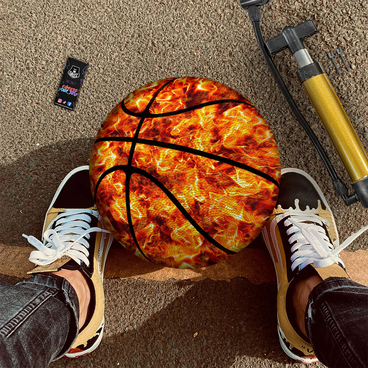 Burning Lava Print Basketball - Image 2