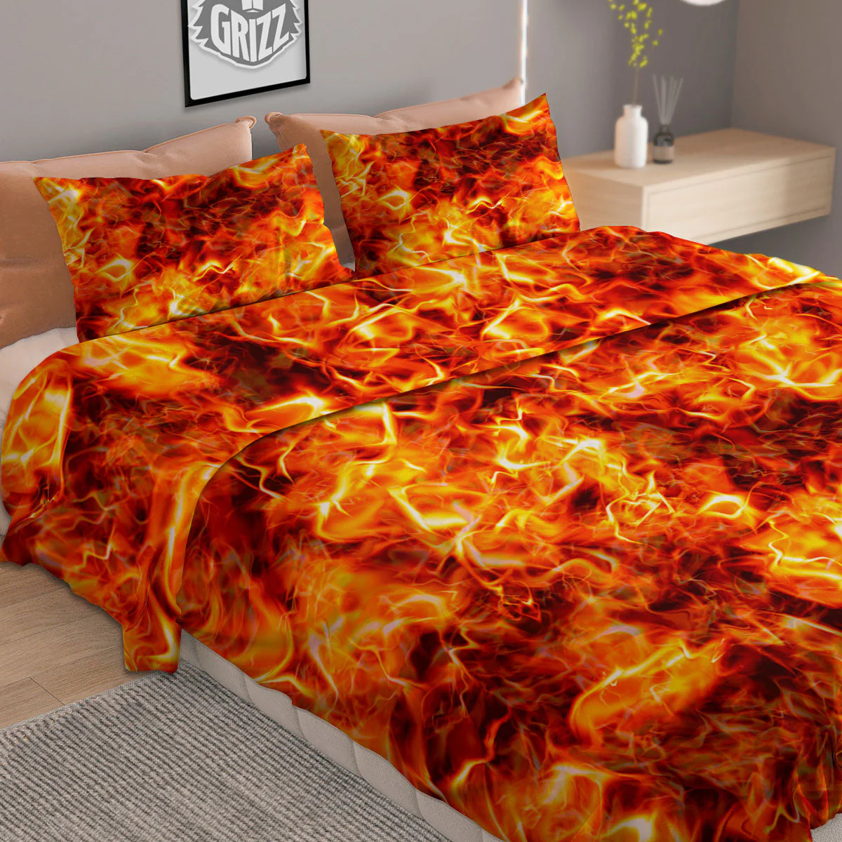 Burning Lava Print Duvet Cover Bedding Set - Image 2