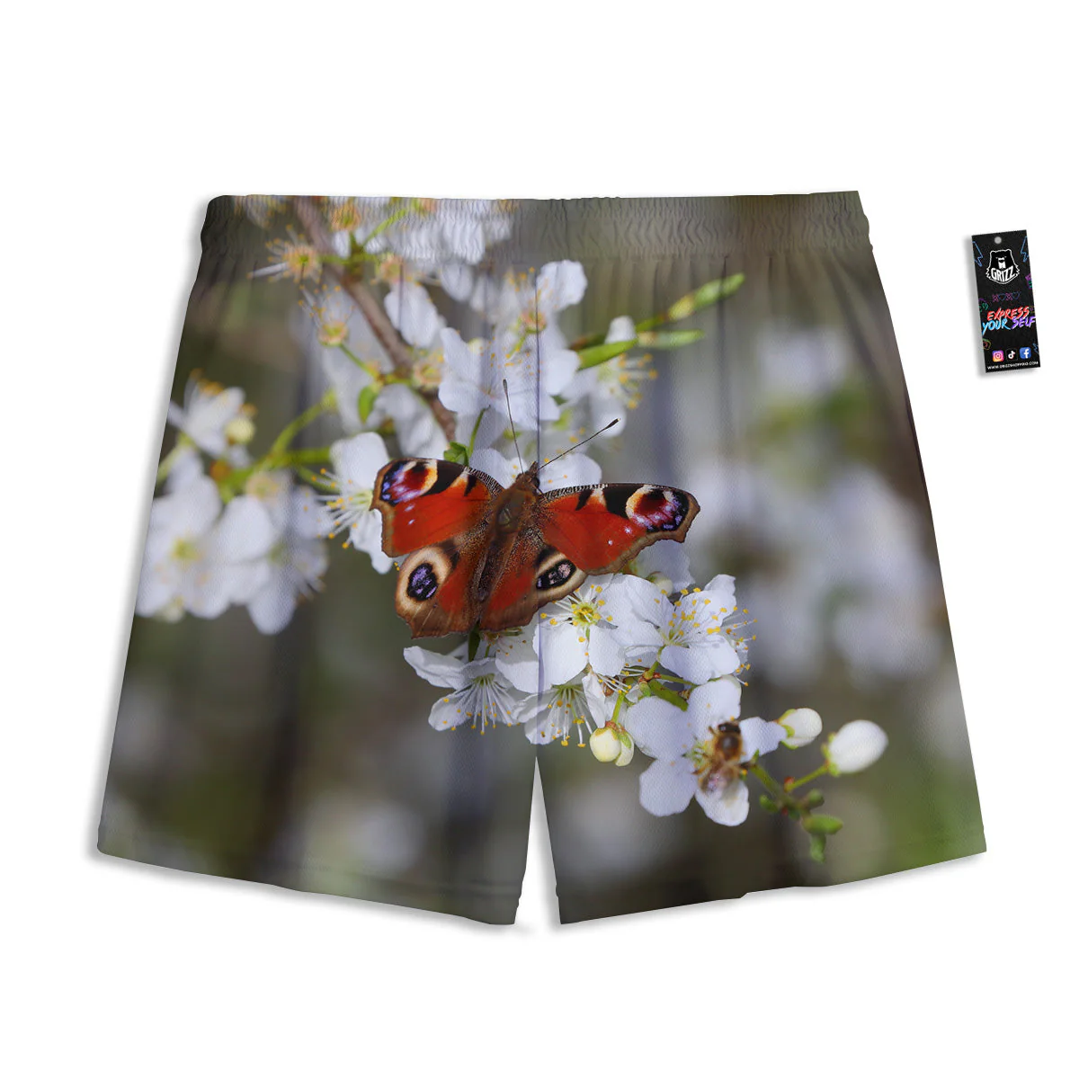 Butterfly Blossom Flower Print Mesh Shorts - Image 2