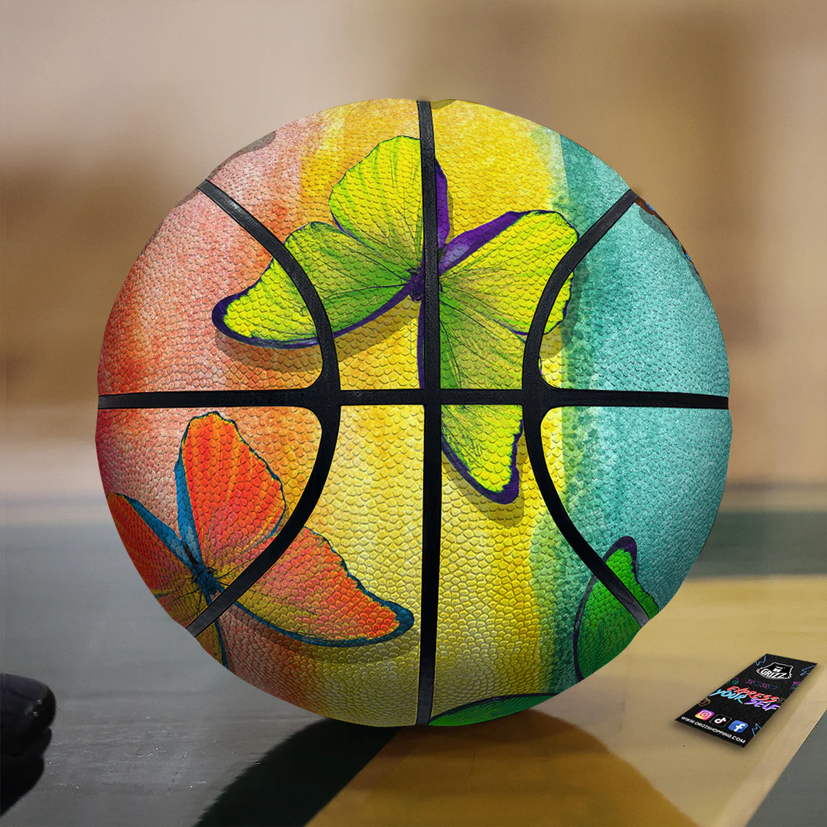 Butterfly Colorful Watercolor Print Basketball