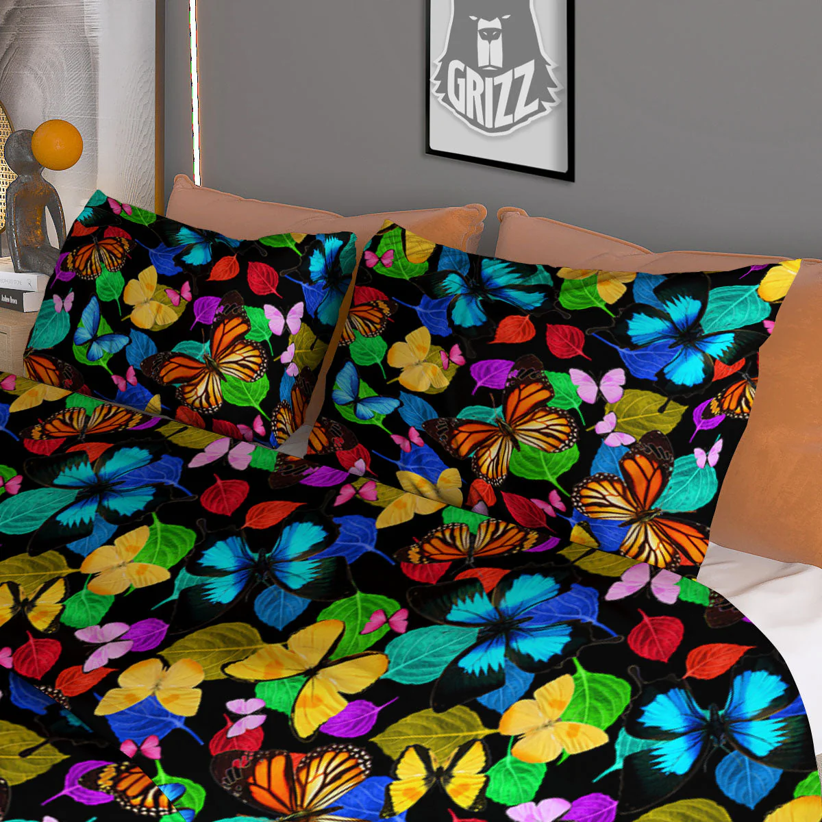 Butterfly Rainbow Print Pattern Duvet Cover Bedding Set - Image 3