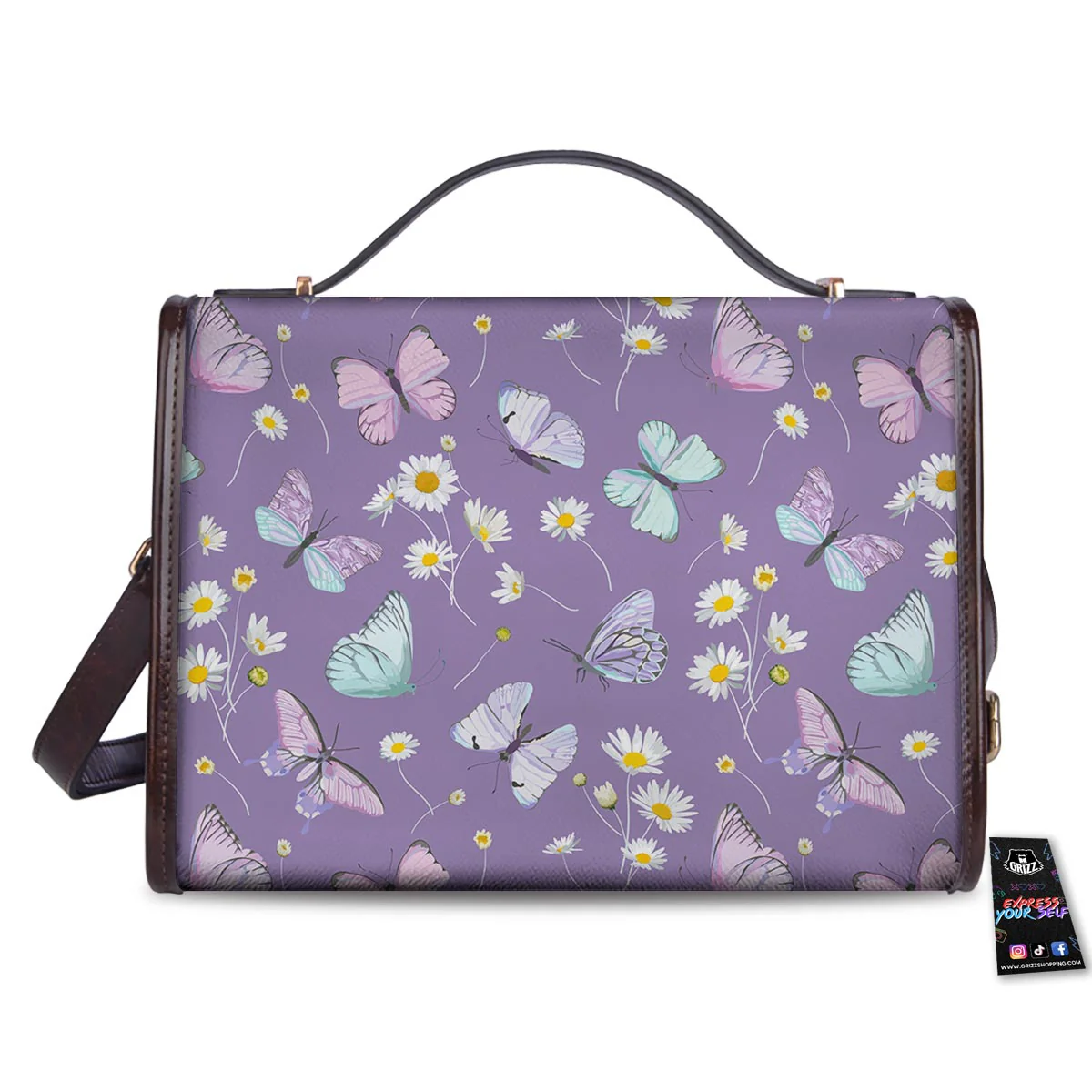 Butterfly Spring Print Pattern Women's Satchel Bag - Image 2
