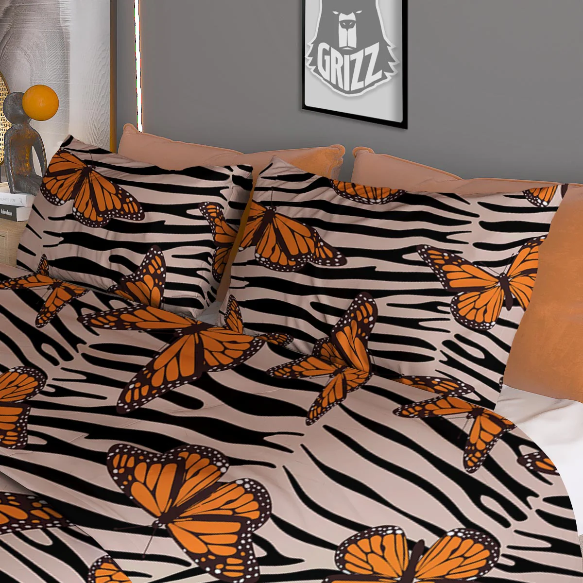 Butterfly Tiger Monarch Print Pattern Duvet Cover Bedding Set - Image 3
