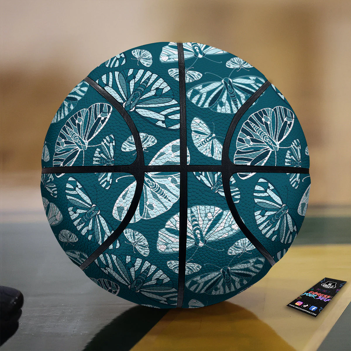 Butterfly Turquoise Print Pattern Basketball