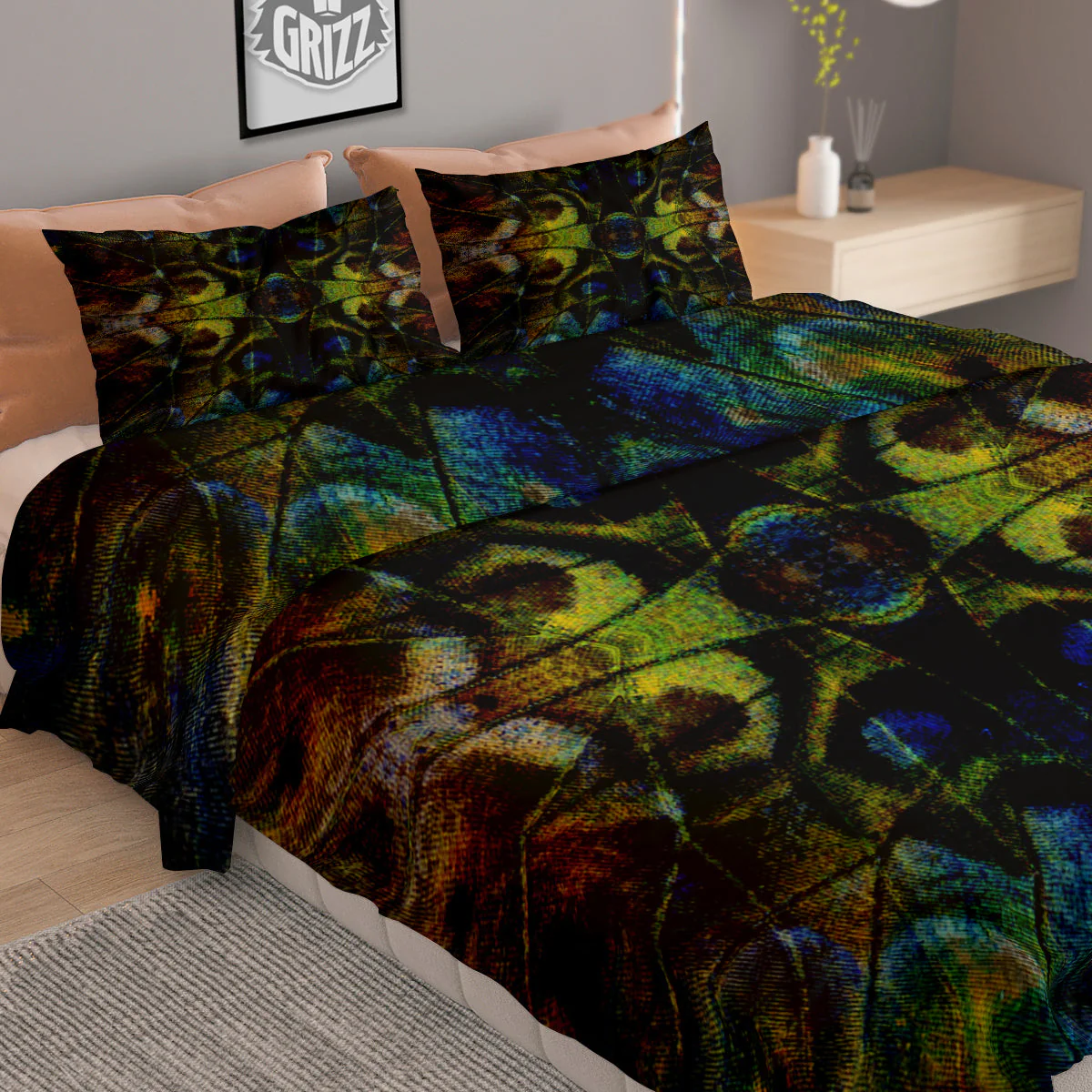 Butterfly Wing Skin Dark Print Duvet Cover Bedding Set - Image 2