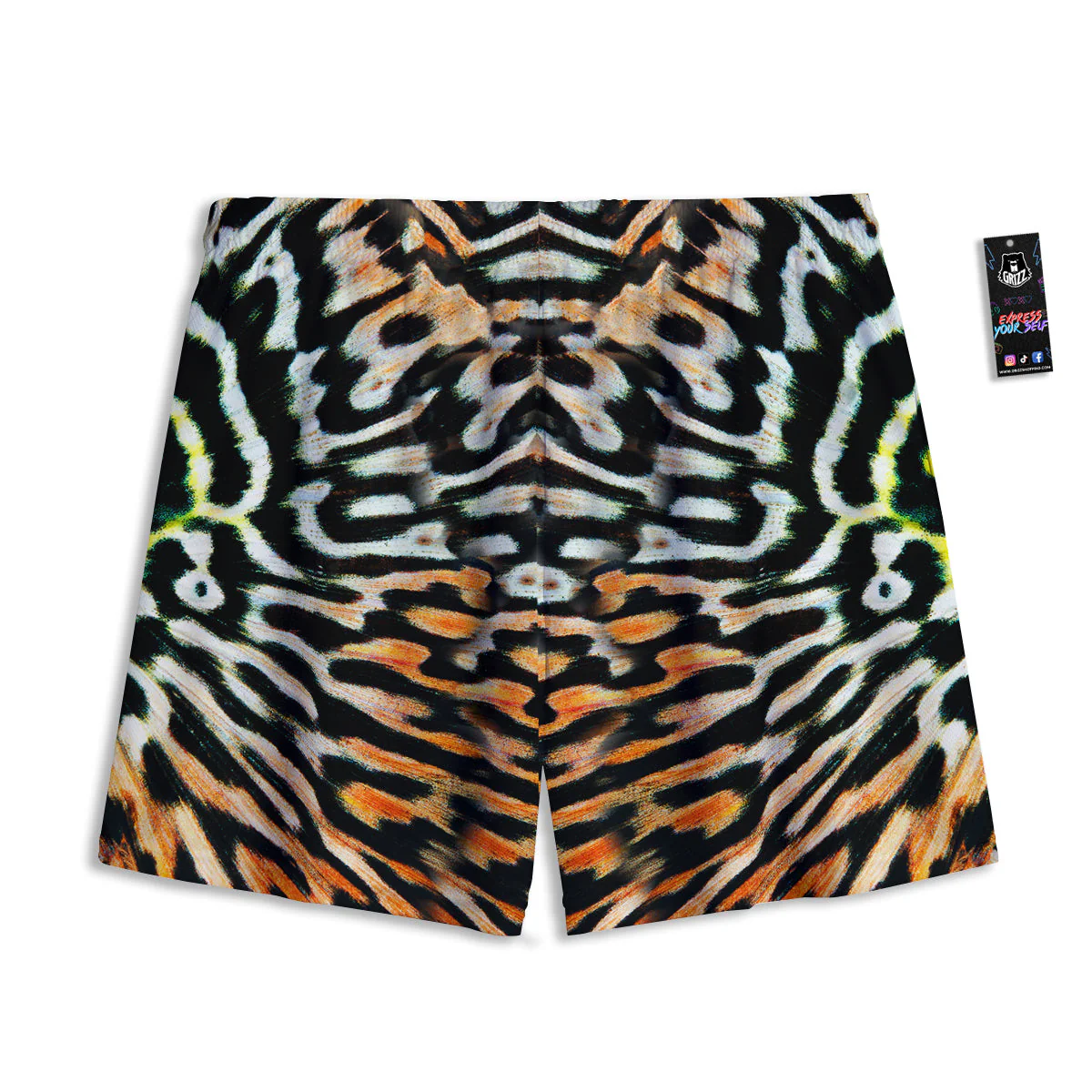 Butterfly Wing Skin Orage Print Mesh Shorts - Image 2