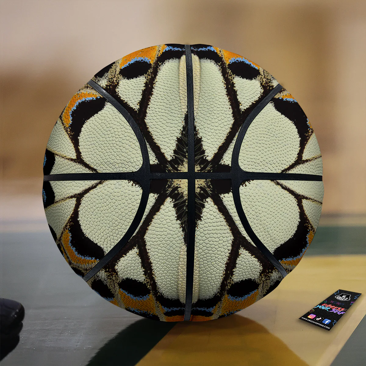 Butterfly Wing Skin White Orange Print Basketball