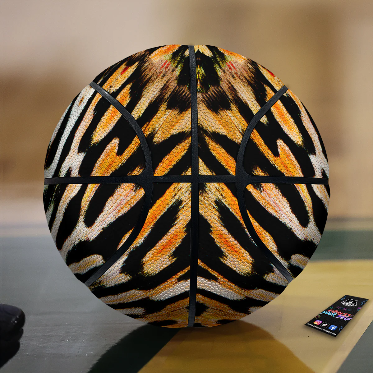 Butterfly Wing Skin White Orange Tiger Print Basketball