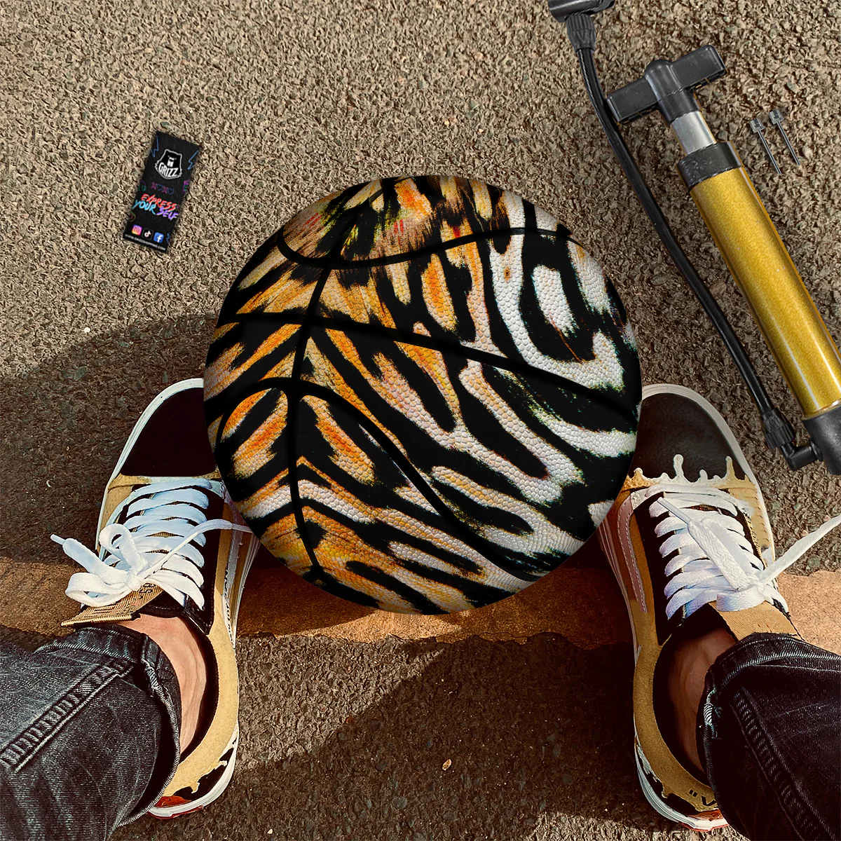 Butterfly Wing Skin White Orange Tiger Print Basketball - Image 2