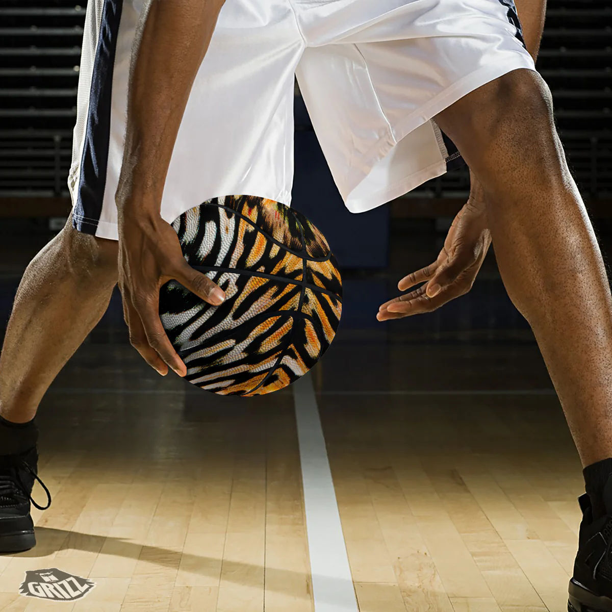 Butterfly Wing Skin White Orange Tiger Print Basketball - Image 3