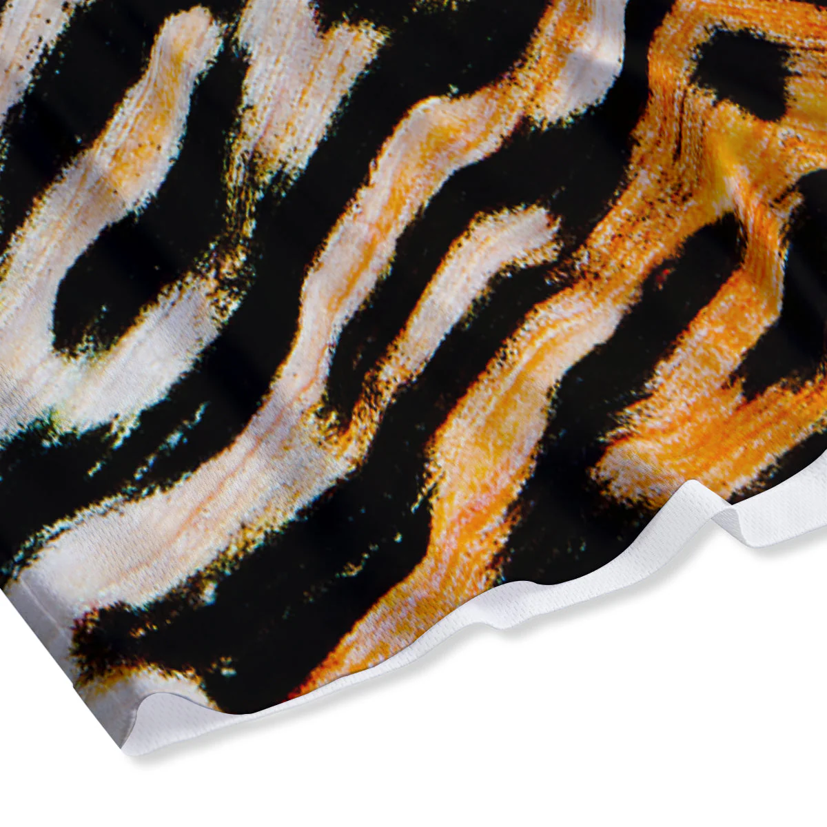 Butterfly Wing Skin White Orange Tiger Print Mesh Shorts - Image 4