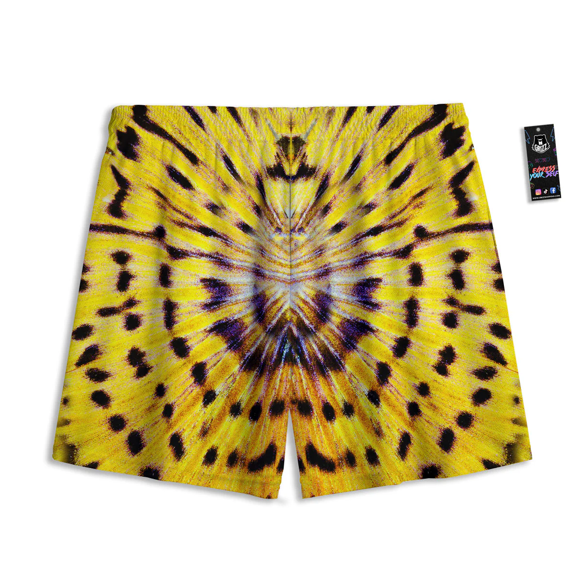 Butterfly Wing Skin Yellow Print Mesh Shorts - Image 2