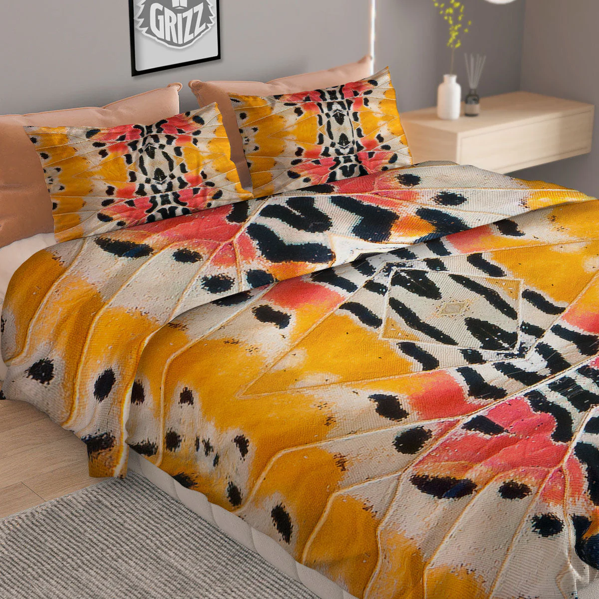 Butterfly Wings Orange Monarch Print Duvet Cover Bedding Set - Image 2