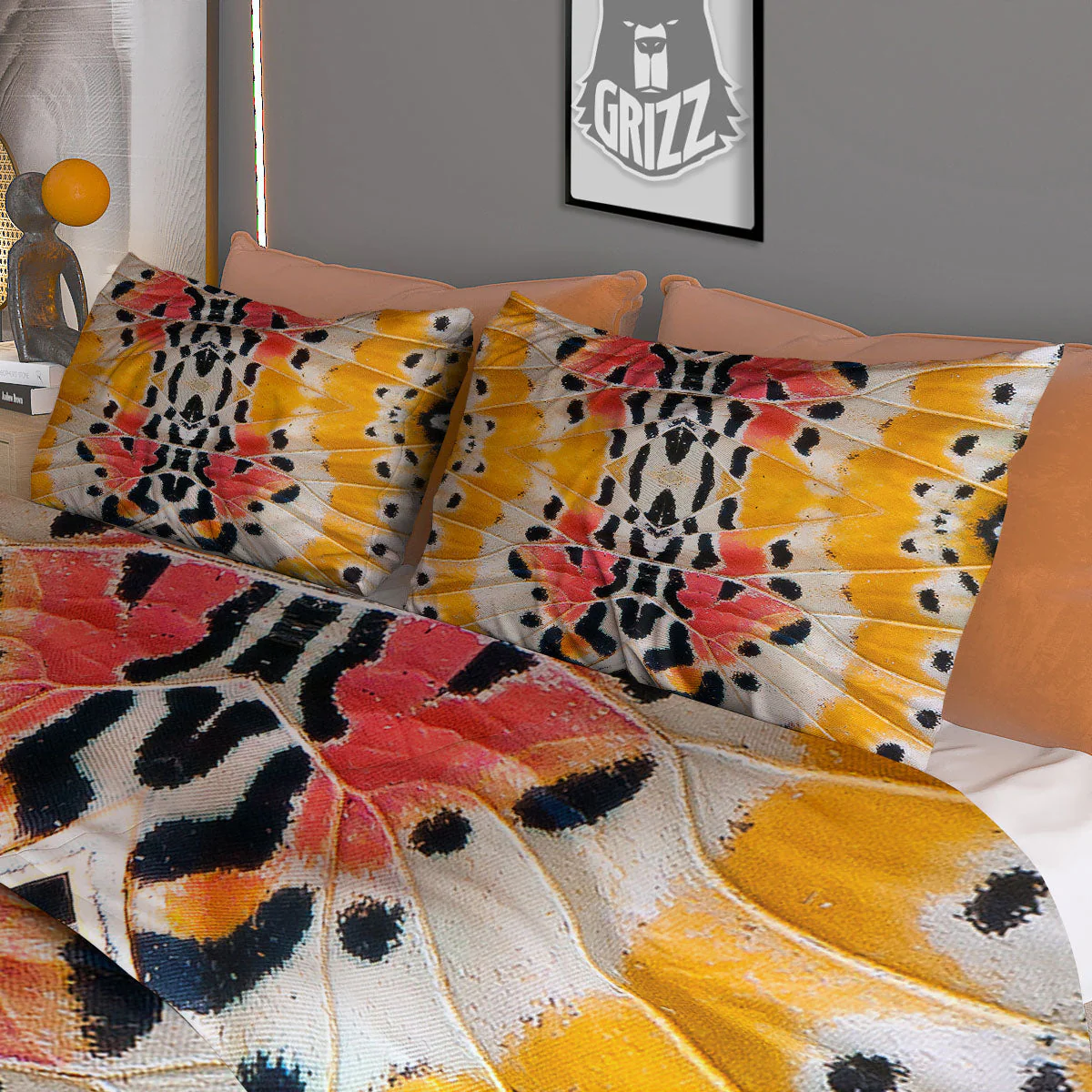 Butterfly Wings Orange Monarch Print Duvet Cover Bedding Set - Image 3