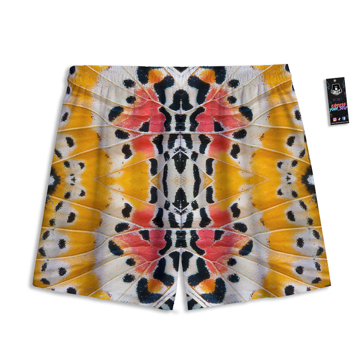 Butterfly Wings Orange Monarch Print Mesh Shorts - Image 2