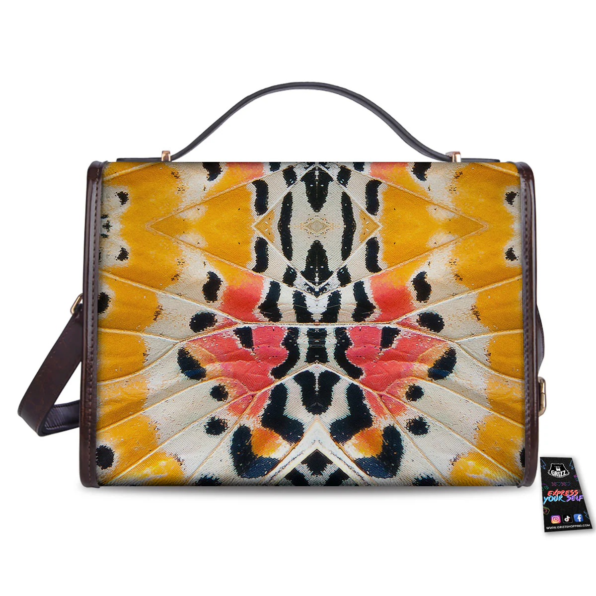 Butterfly Wings Orange Monarch Print Women's Satchel Bag - Image 2