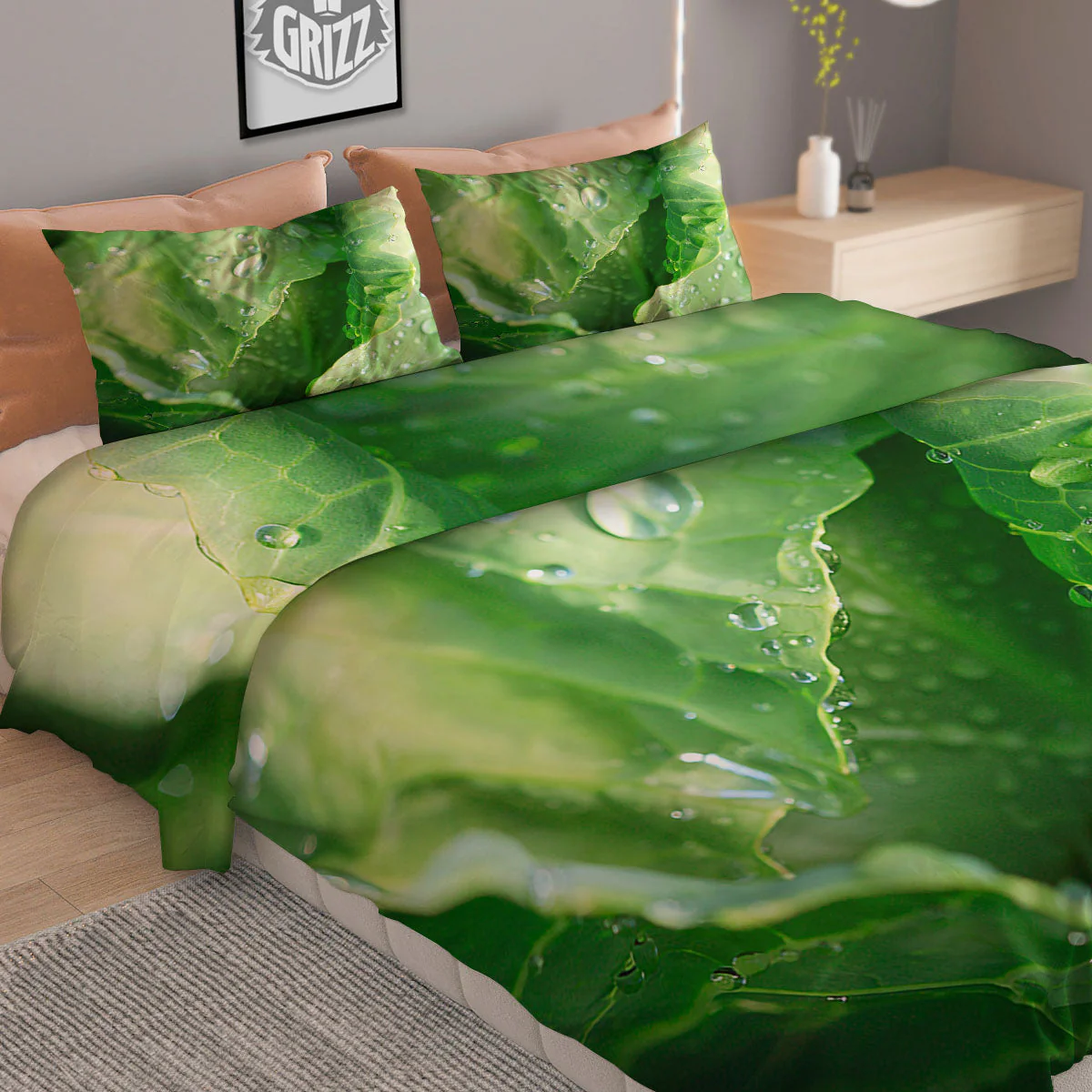 Cabbage Fresh Leaf Print Duvet Cover Bedding Set - Image 2