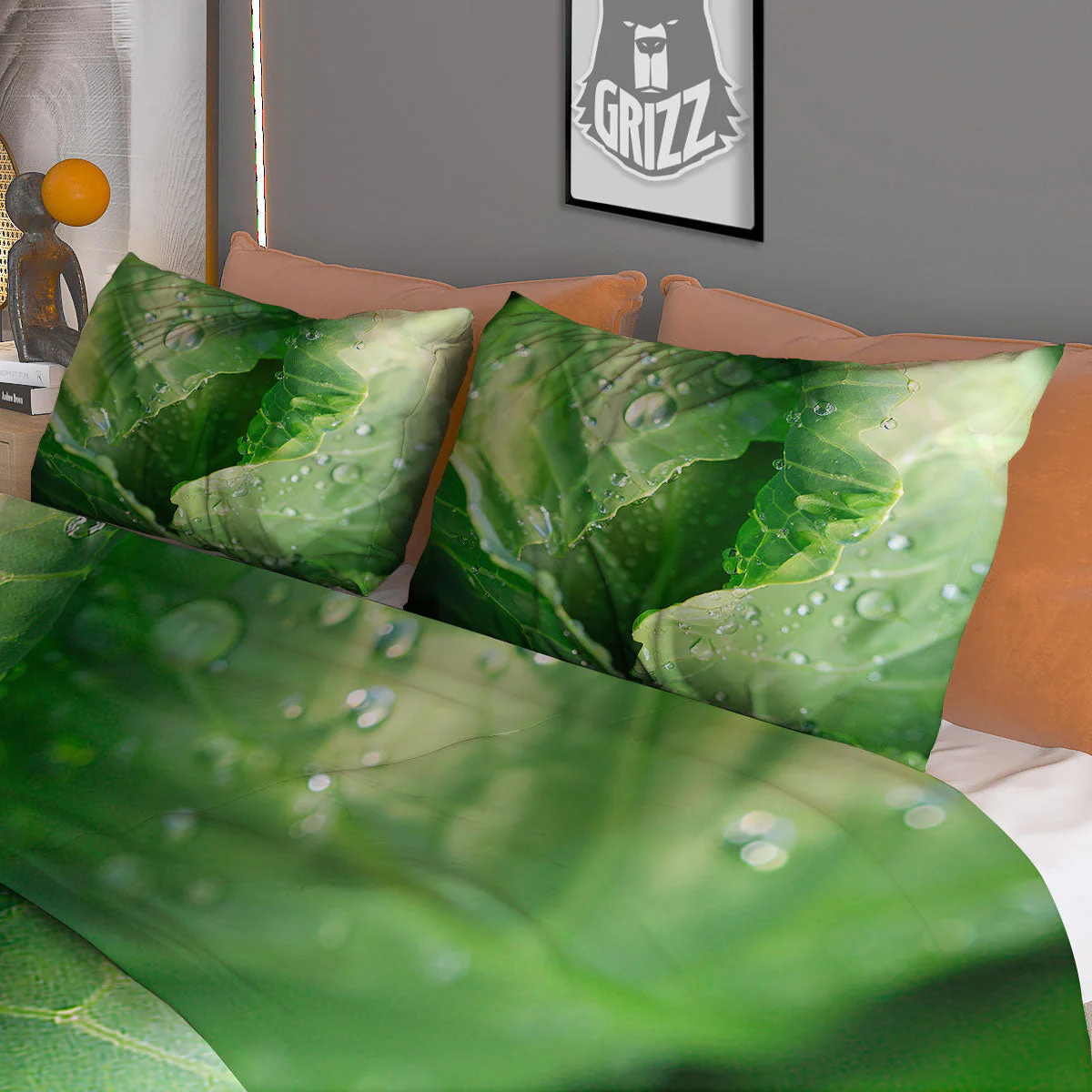 Cabbage Fresh Leaf Print Duvet Cover Bedding Set - Image 3