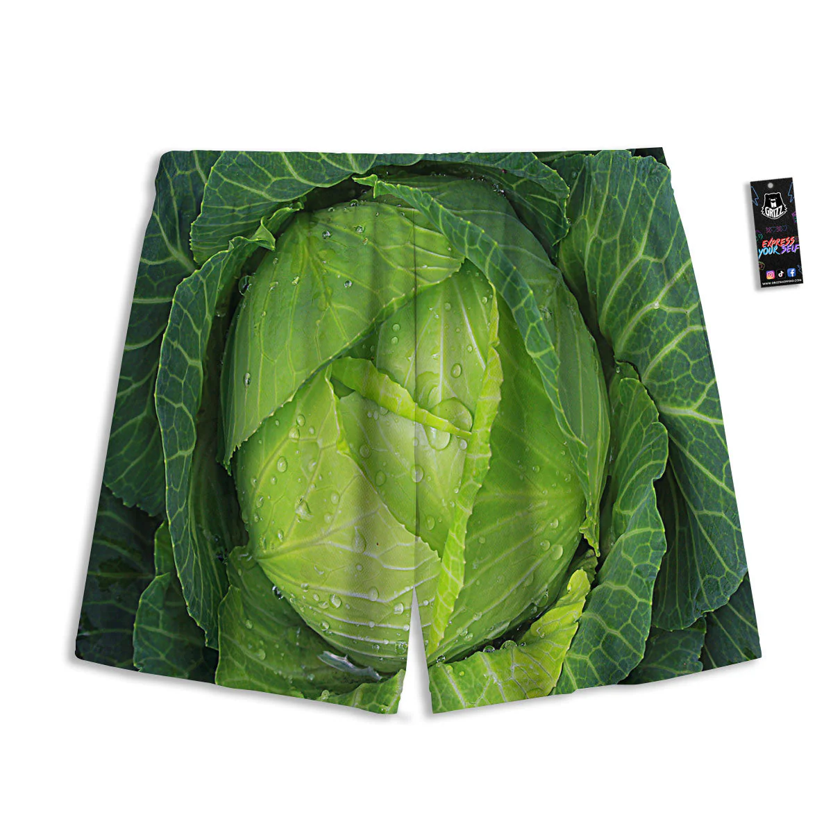 Cabbage Green Print Mesh Shorts - Image 2