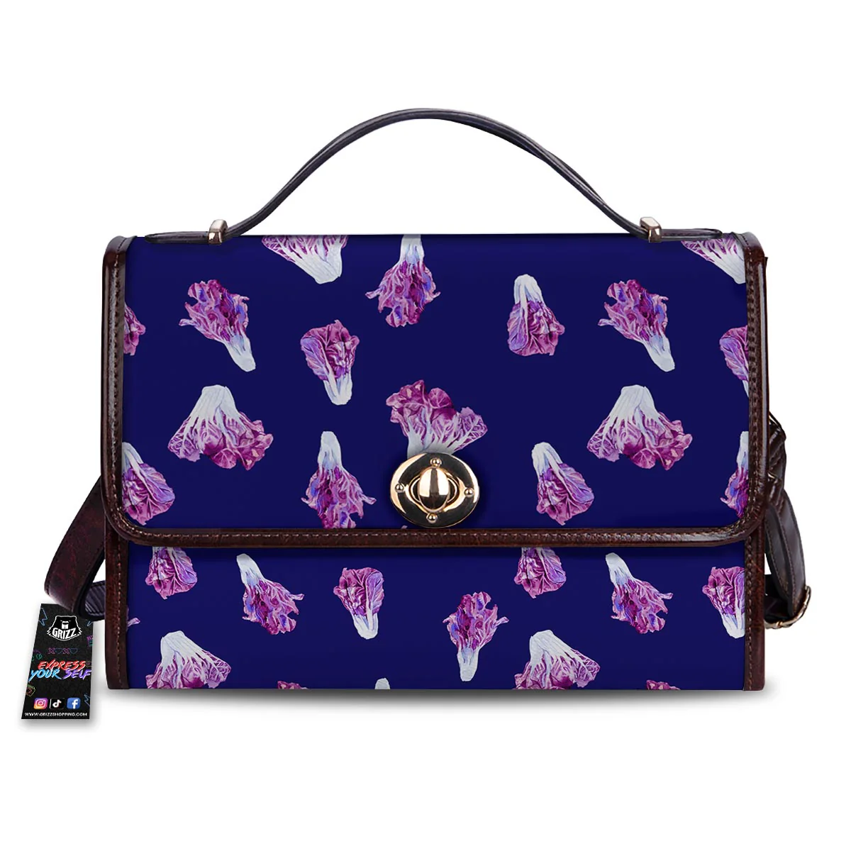 Cabbage Leaves Purple Print Pattern Women's Satchel Bag