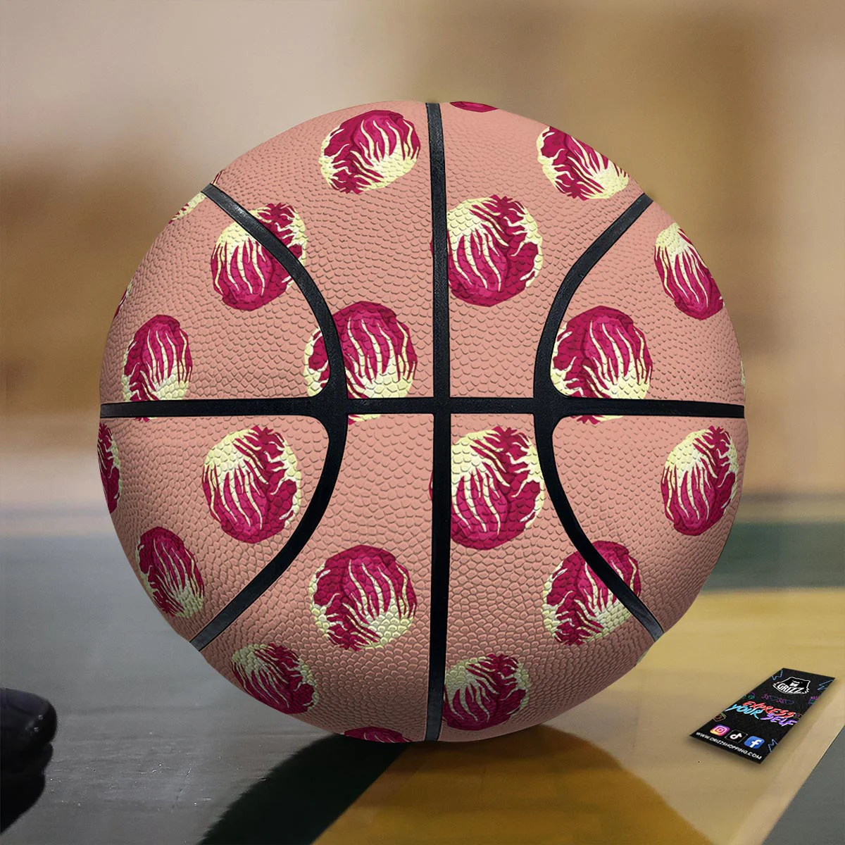 Cabbage Red Print Pattern Basketball