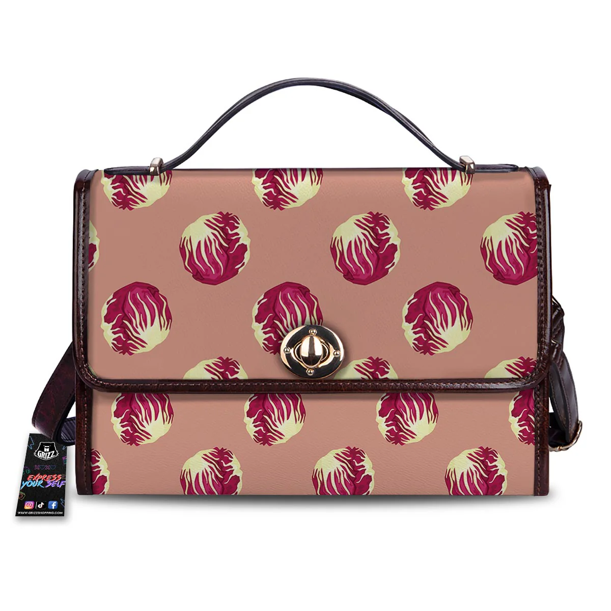 Cabbage Red Print Pattern Women's Satchel Bag