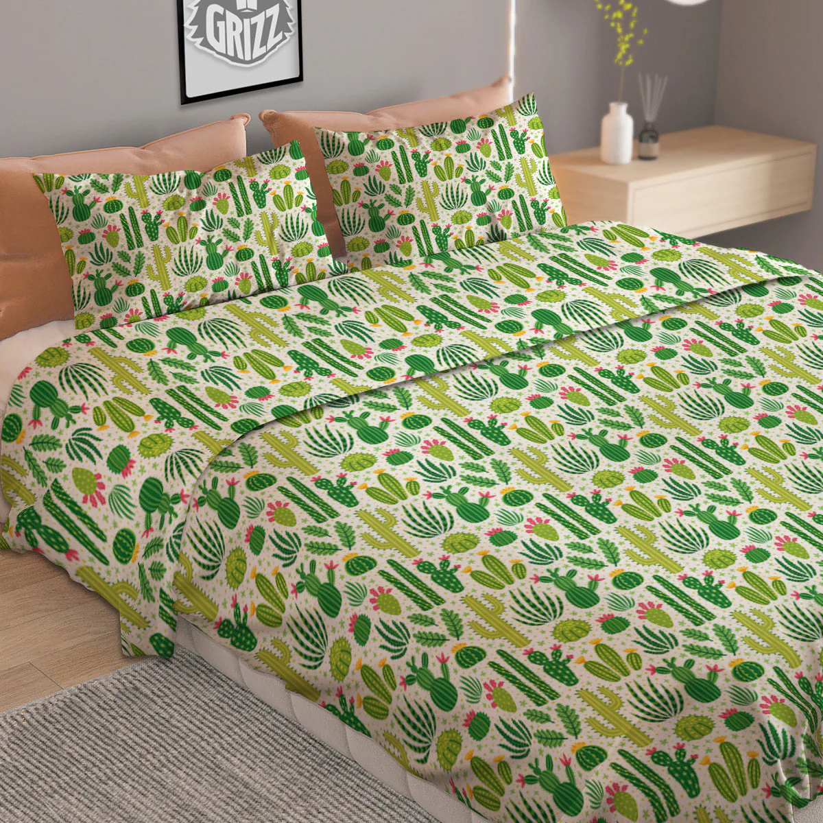 Cactus Cute Cartoon Print Pattern Duvet Cover Bedding Set - Image 2