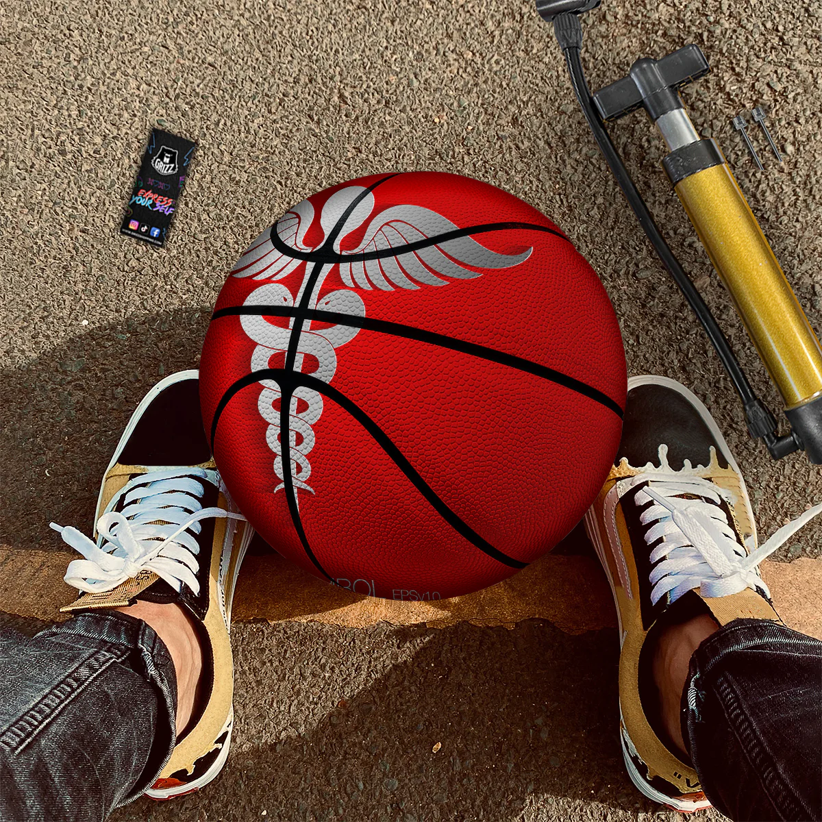 Caduceus Symbol Of Medicine Print Basketball - Image 2