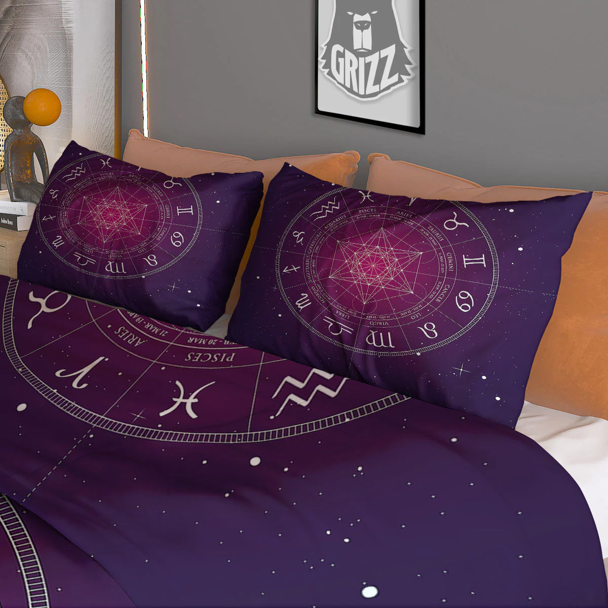 Calendar Geometric Zodiac Print Duvet Cover Bedding Set - Image 3