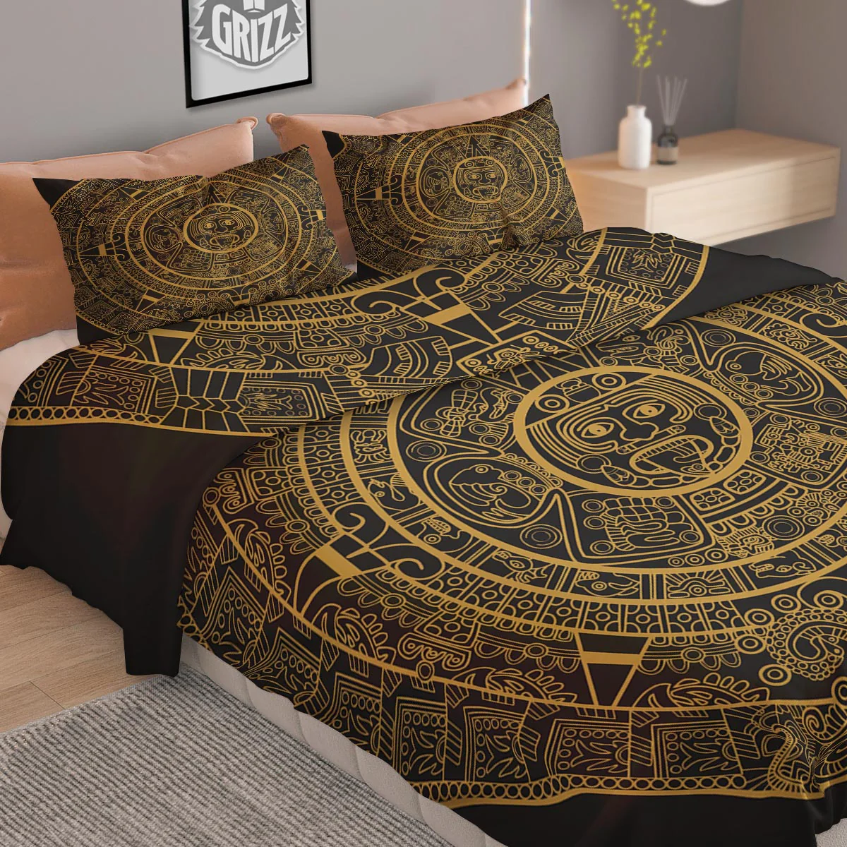 Calendar Tribal Maya Print Duvet Cover Bedding Set - Image 2