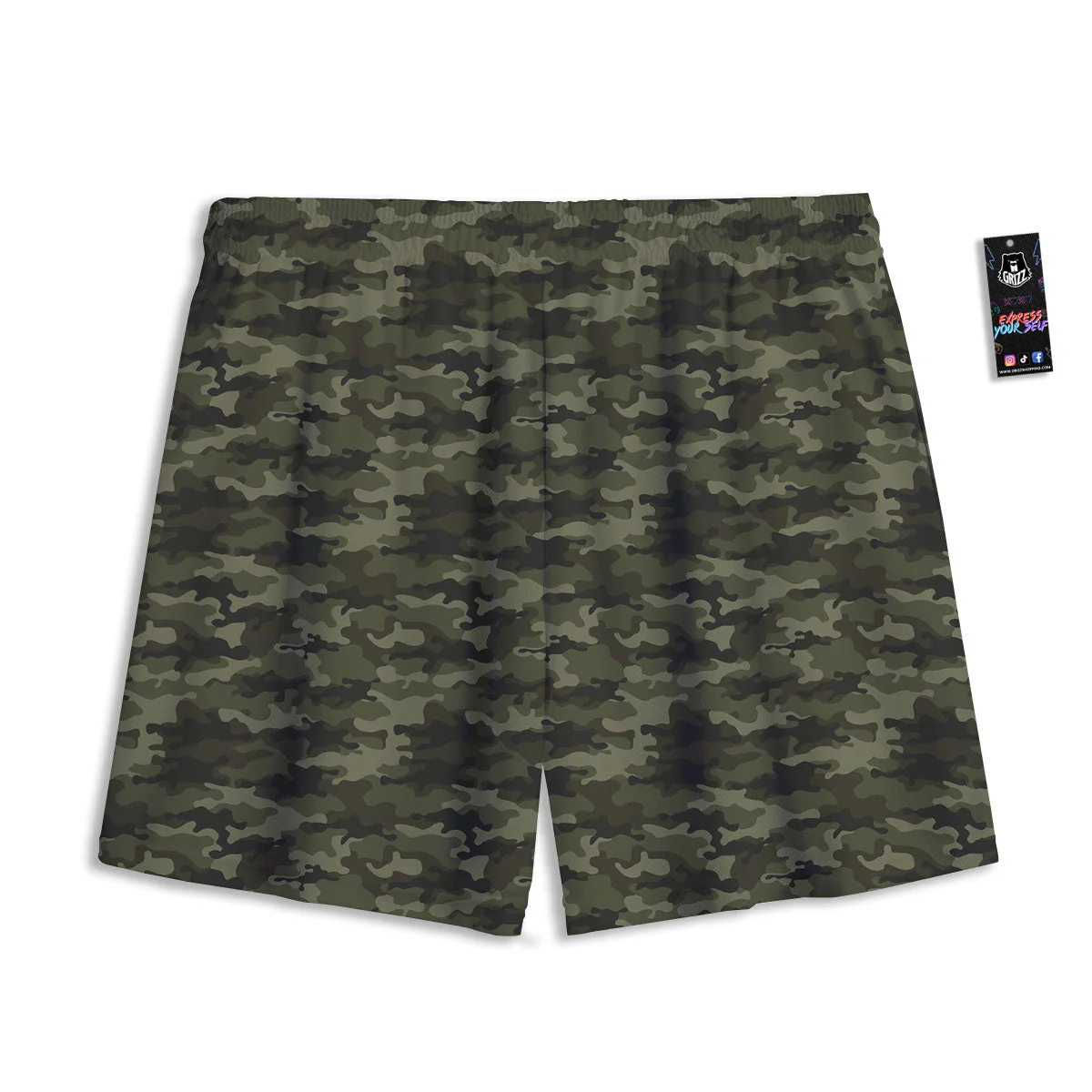 Camouflage Army Green Print Mesh Shorts - Image 2