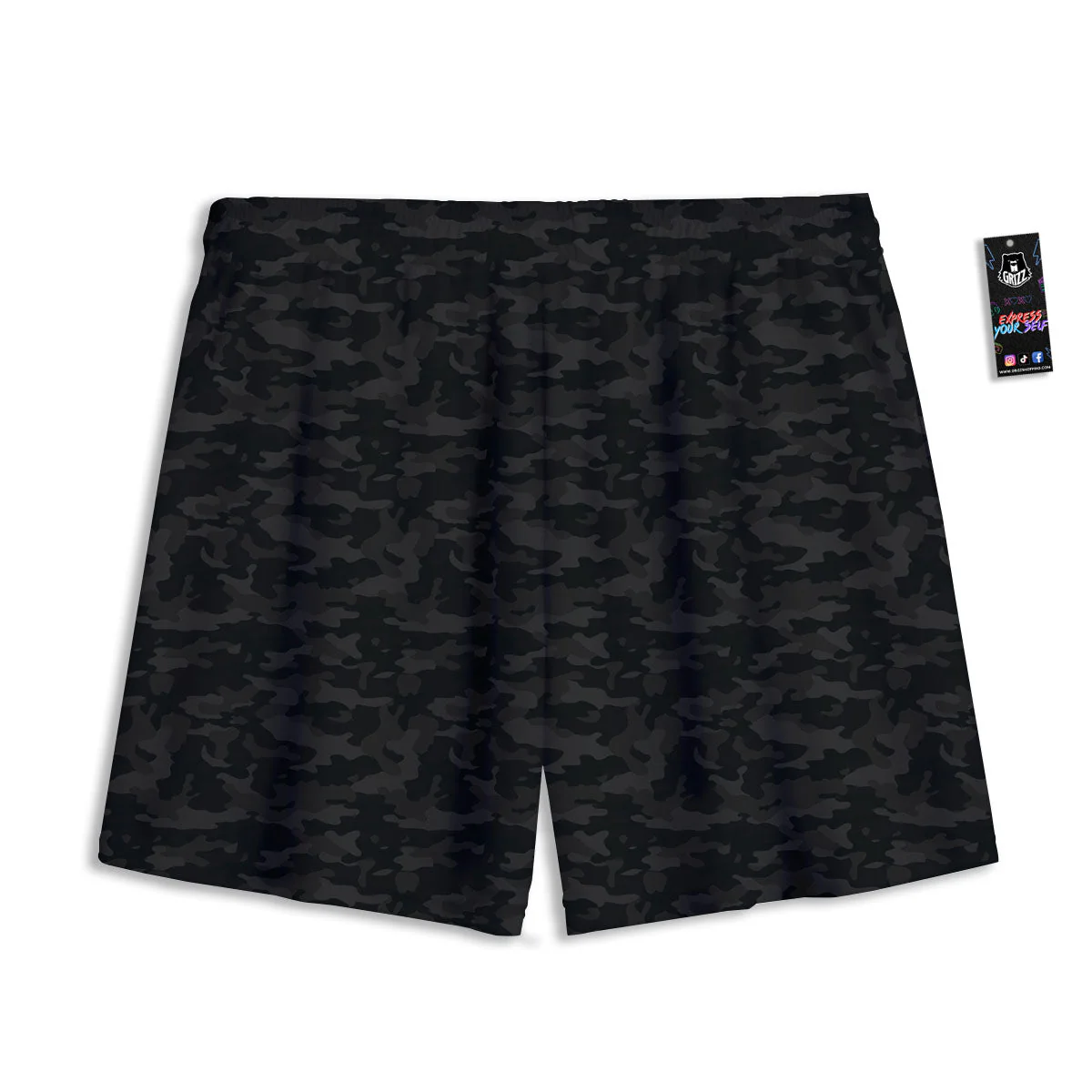 Camouflage Black Print Mesh Shorts - Image 2