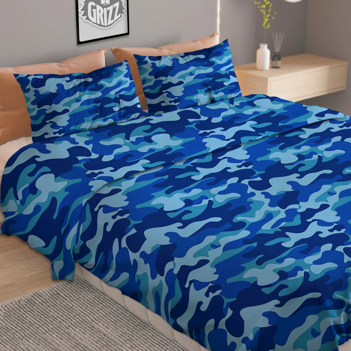 Camouflage Blue Print Duvet Cover Bedding Set - Image 2