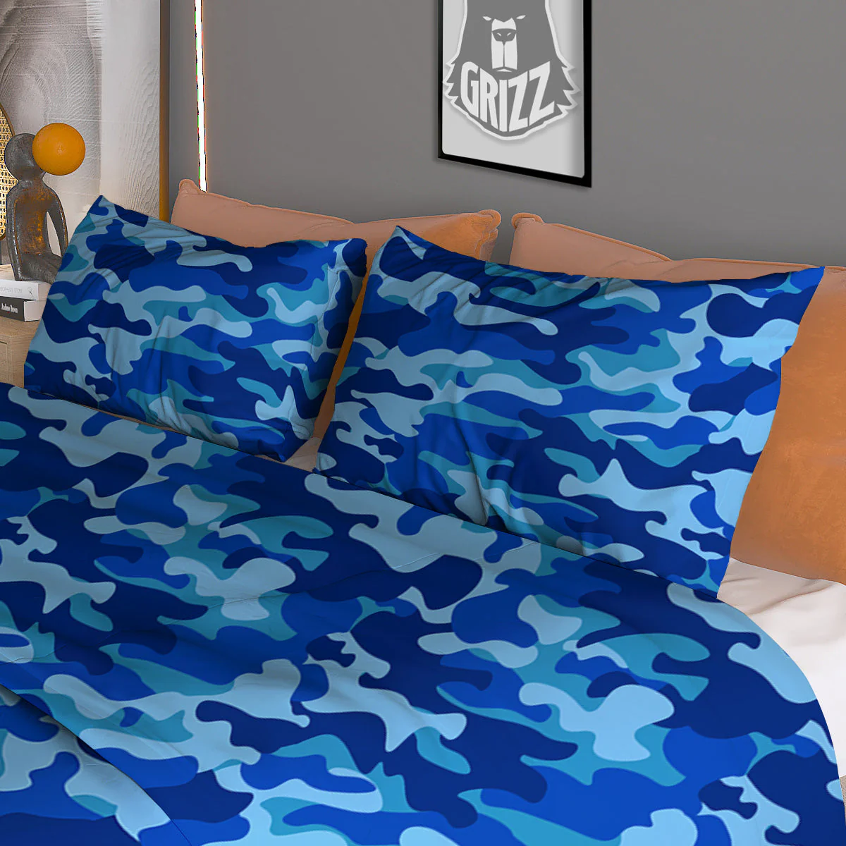 Camouflage Blue Print Duvet Cover Bedding Set - Image 3