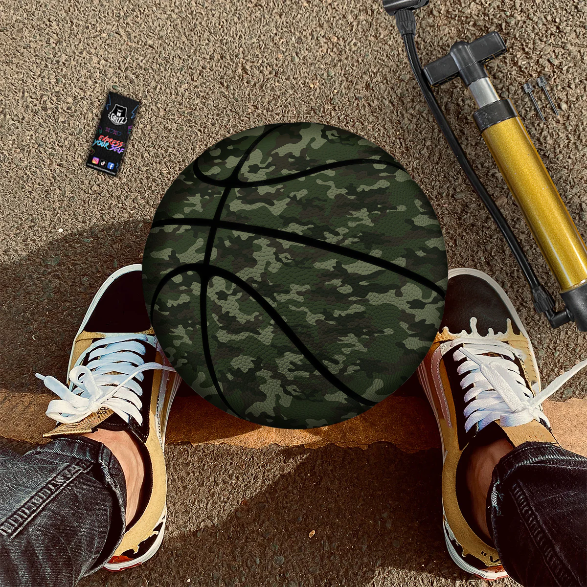 Camouflage Dark Green Print Basketball - Image 2