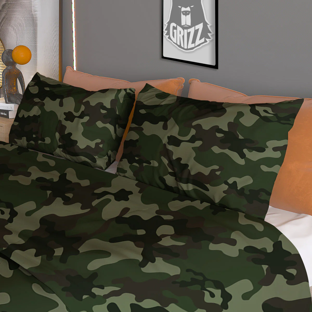 Camouflage Dark Green Print Duvet Cover Bedding Set - Image 3