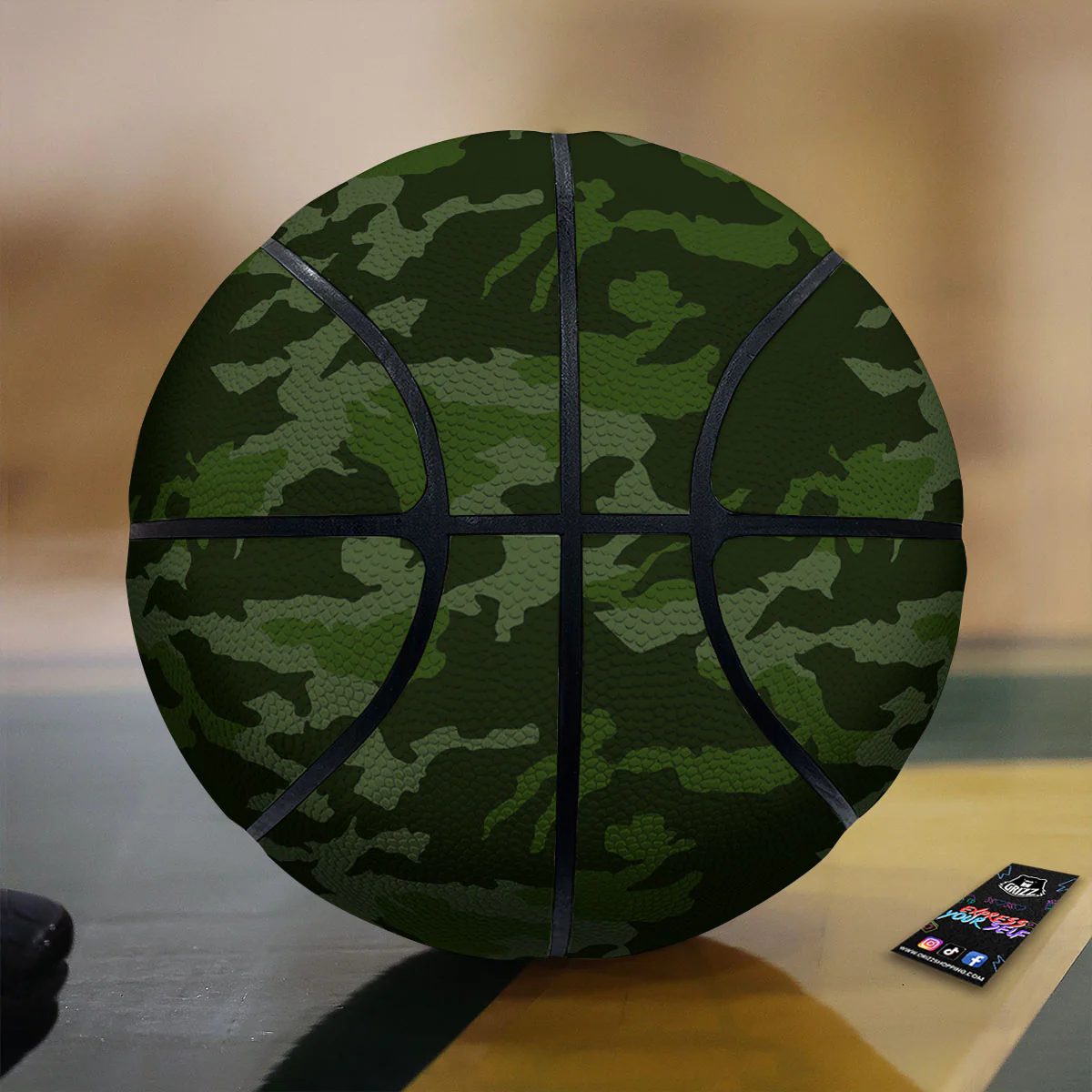 Camouflage Green And Black Print Basketball