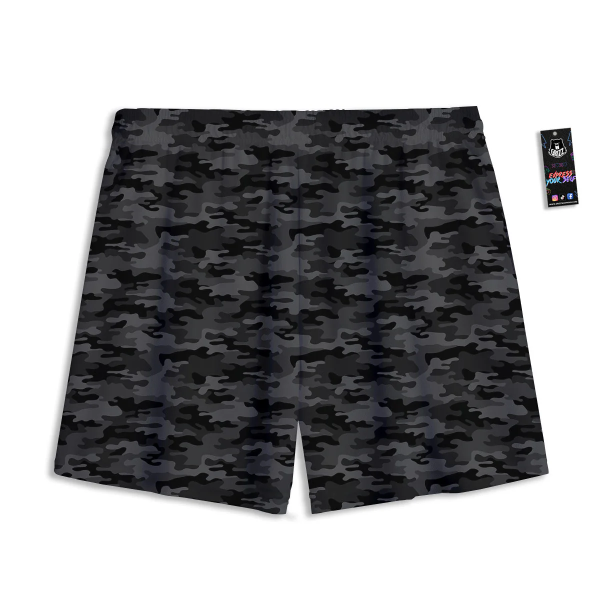 Camouflage Grey And Black Print Mesh Shorts - Image 2