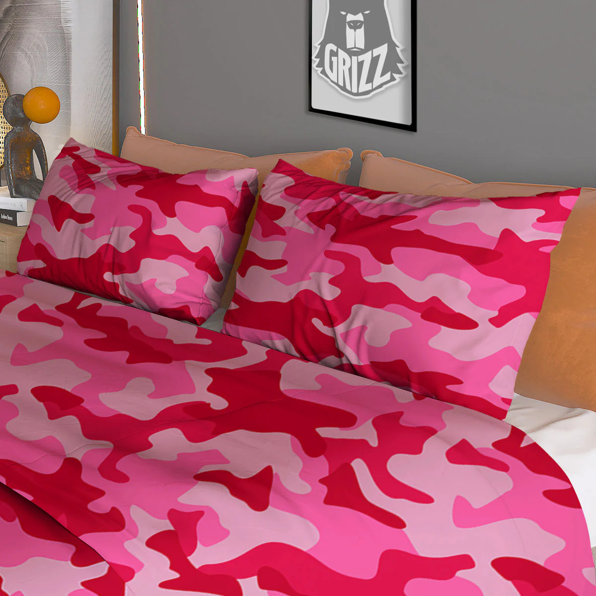 Camouflage Hot Pink Print Duvet Cover Bedding Set - Image 3