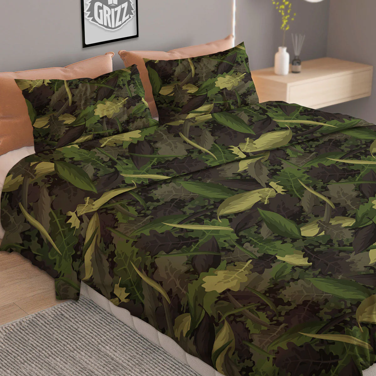 Camouflage Hunting Oak Tree Print Duvet Cover Bedding Set - Image 2