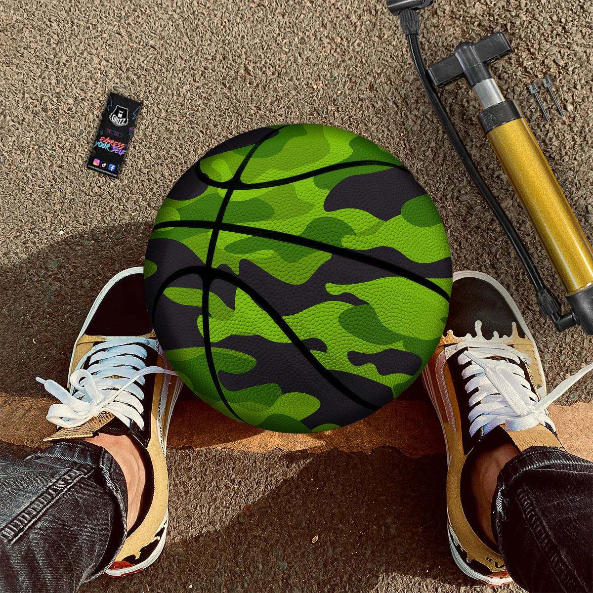 Camouflage Lime Green Print Basketball - Image 2