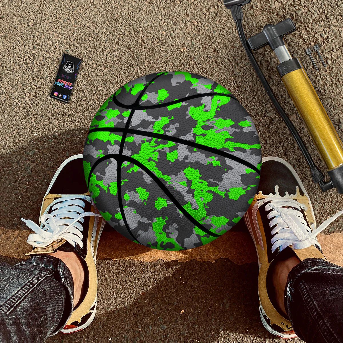 Camouflage Neon Print Basketball - Image 2
