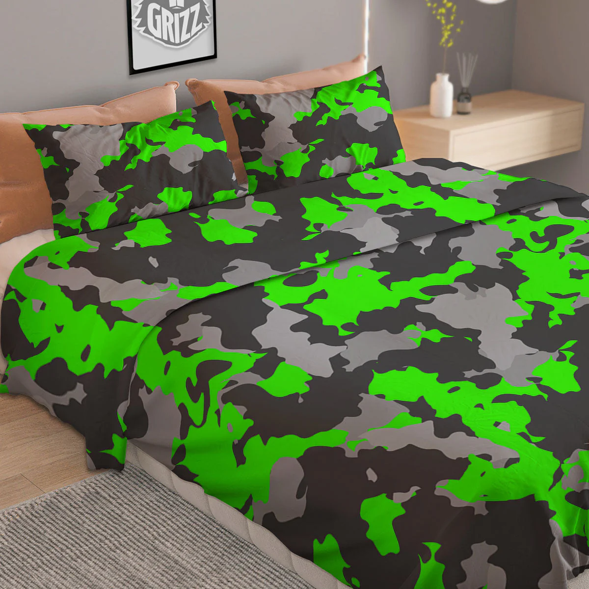 Camouflage Neon Print Duvet Cover Bedding Set - Image 2