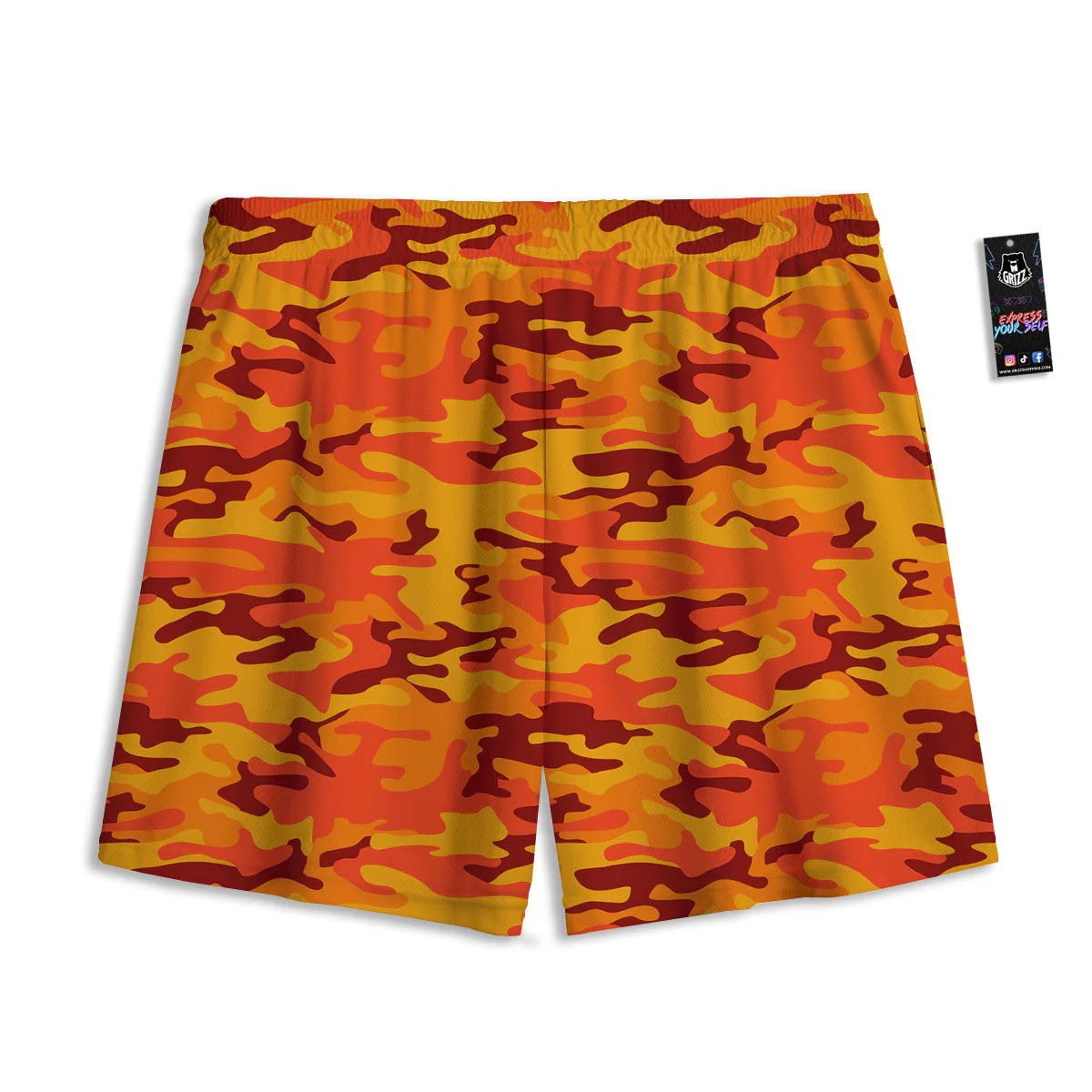 Camouflage Orange Print Mesh Shorts - Image 2