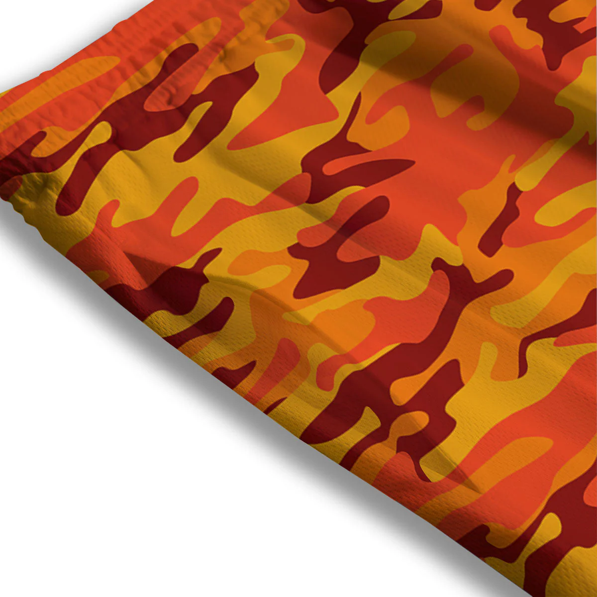 Camouflage Orange Print Mesh Shorts - Image 3