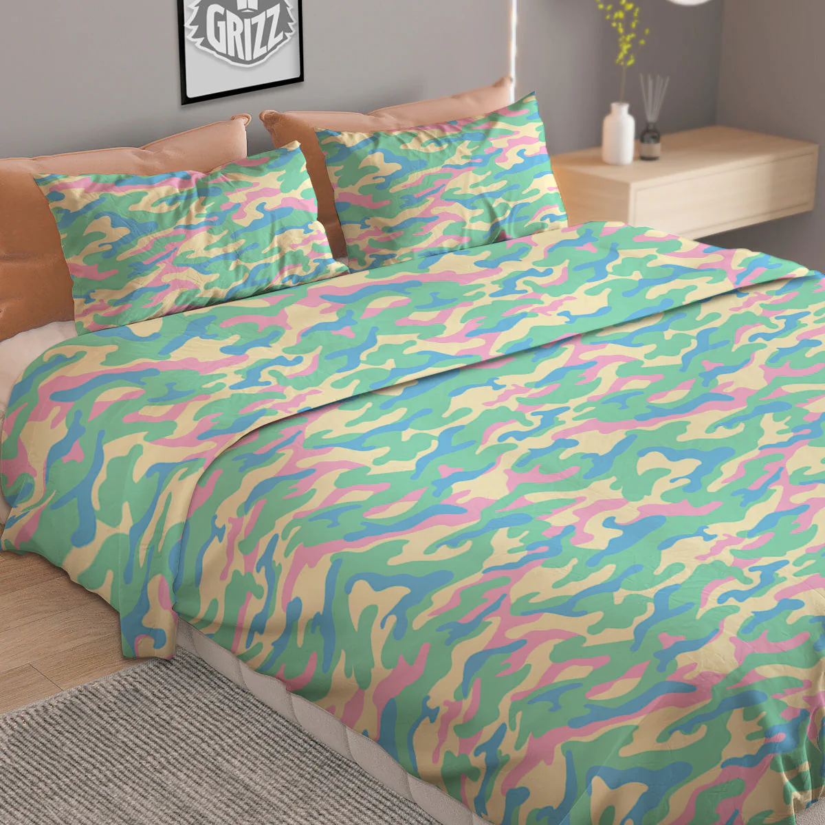 Camouflage Pastel Colors Print Pattern Duvet Cover Bedding Set - Image 2