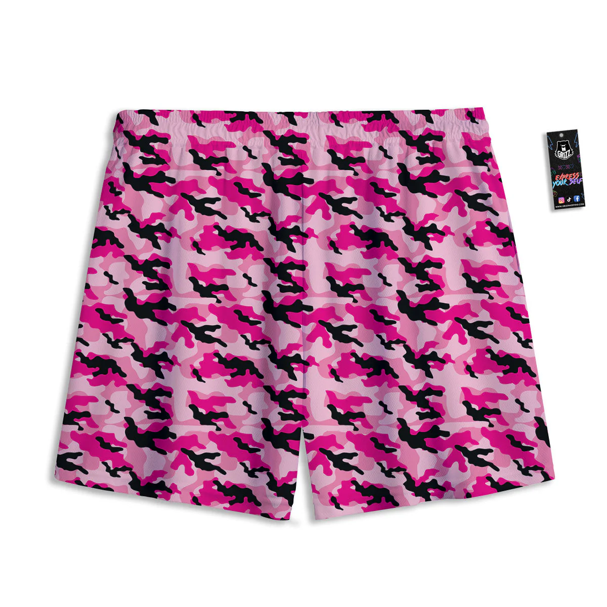 Camouflage Pink And Black Print Mesh Shorts - Image 2